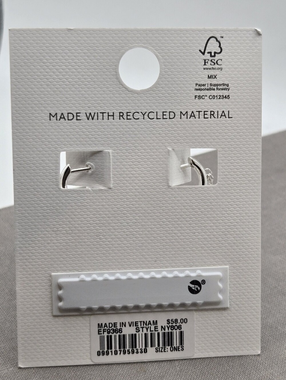 Madewell Silver Stacked Chain Huggie Hoops Earrings Industrial $58 Industrial - Picture 4 of 5